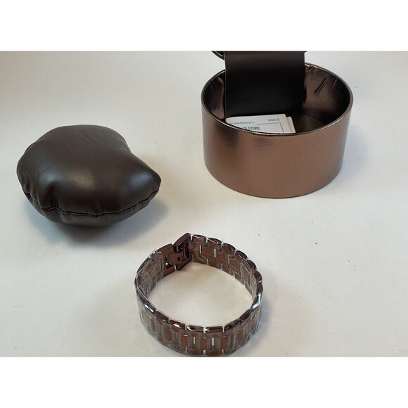 Accutime Curations Watch and Bracelet Set Size 7.5 Brown New/Needs Battery